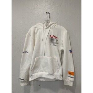 NASA Base Layer Heron Preston Hoodie Mens M White Fall Winter 1990 Pullover
